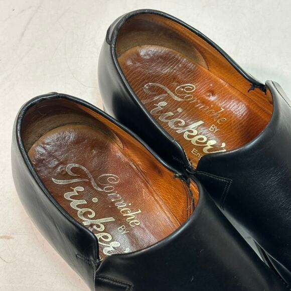 FULLY RESOLED Tricker\'s Loafer Slip-On Black Calf Made in England VTG UK 9 US 10